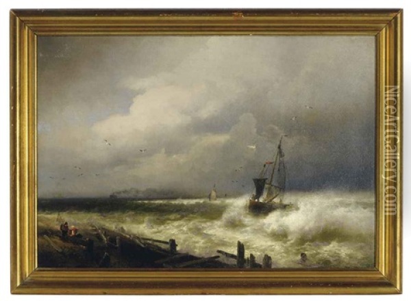 A Fishing Vessel At Sea Oil Painting - Franklin Dullin Briscoe