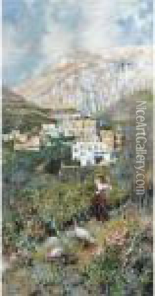 Veduta Di Anacapri Oil Painting - Attilio Pratella