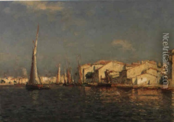 Le Port De Martigues Oil Painting - Jean Baptiste Olive