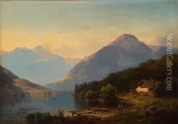 Der Tegernsee In Oberbayern Oil Painting - Carl Triebel