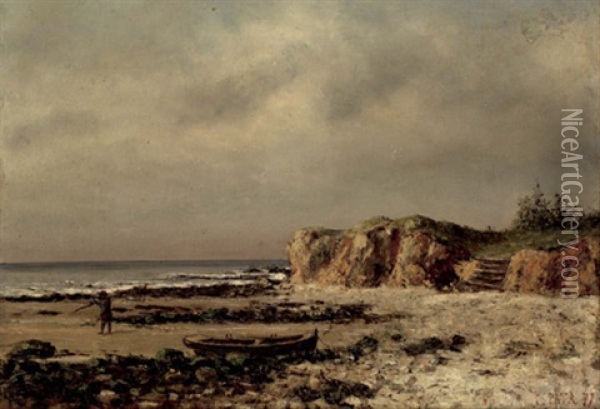 Bord De Mer (collab. W/ Gustave Courbet) Oil Painting - Cherubino Pata