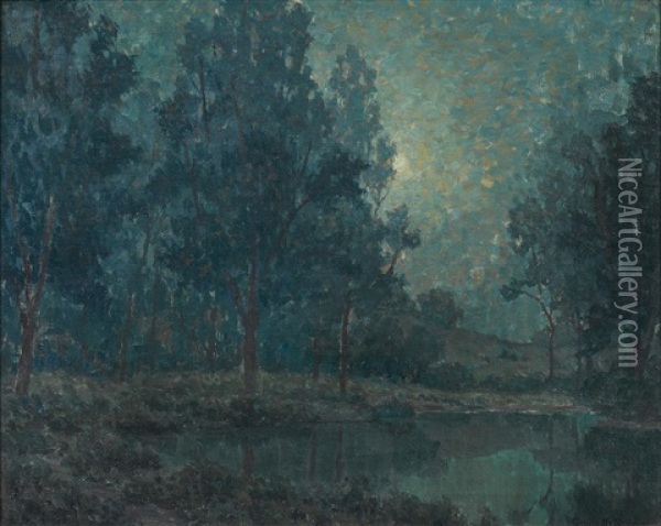 Bluish Moonlight Oil Painting - Granville S. Redmond