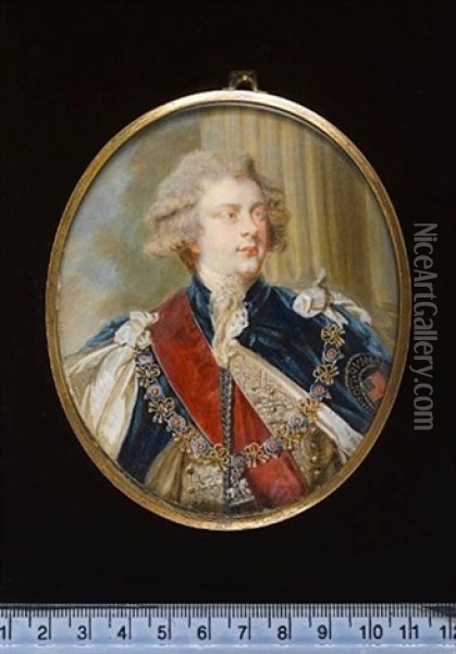 George Iv, King Of Great Britain, As Prince Regent, Wearing Regalia Of The Order Of The Garter Oil Painting - William Grimaldi