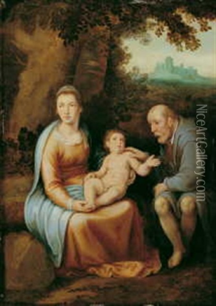 Die Heilige Familie Oil Painting - Cornelis Cornelisz Van Haarlem