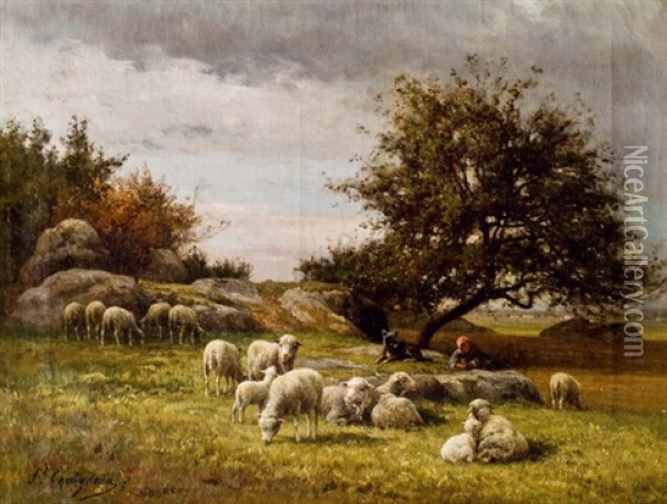 Schafherde Oil Painting - Jean Ferdinand Chaigneau
