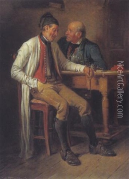 In Gemutlichem Gesprach Oil Painting - Friedrich Ritter von Malheim Friedlaender