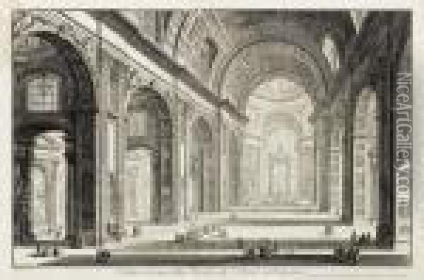 Veduta Interna Della Basilica Di S. Pietro In Vaticano Oil Painting - Giovanni Battista Piranesi