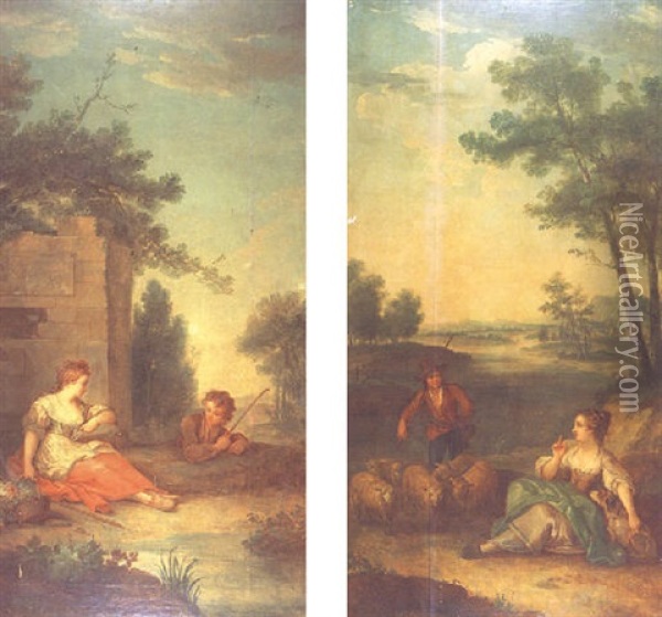 Couple De Bergers Oil Painting - Nicolas-Jacques Juliard