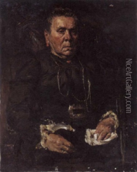 A Portrait Of Albertine Roelofs-vertommen Oil Painting - Otto Willem Albertus Roelofs