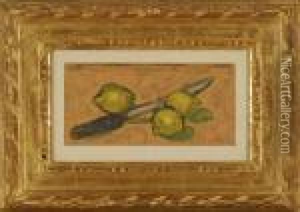 Still Life Of Limes And A Knife Oil Painting - Walt Kuhn