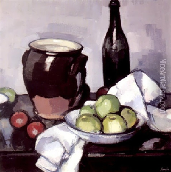 Still Life With Apples Oil Painting - Samuel John Peploe