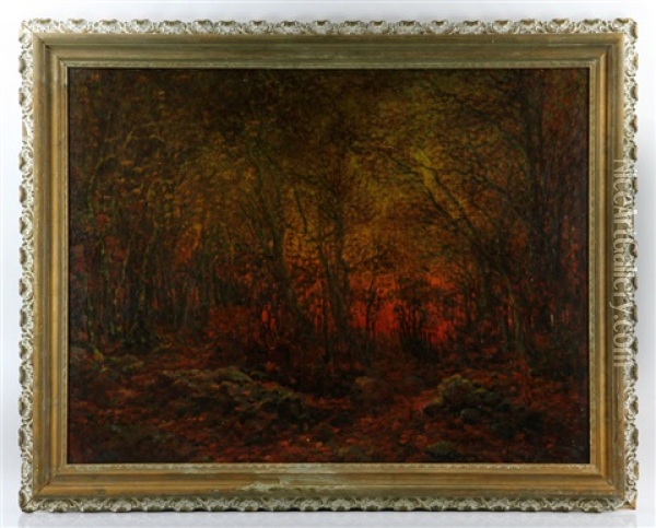 Forest Landscape At Dusk Oil Painting - John Joseph Enneking