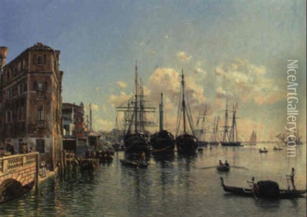 Ansicht Der Strada Nuova Gegen Die Giardini Publici In Venedig Oil Painting - Rudolf von Alt