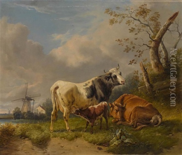 Kuhe In Niederlandischer Landschaft Oil Painting - Wilhelm Melchior