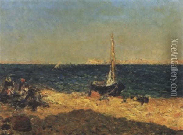 Mistral Sur L'etang De Berre Oil Painting - Julien Gustave Gagliardini