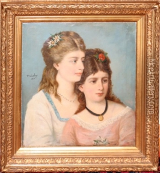 The Sisters Oil Painting - Edgar Aubry