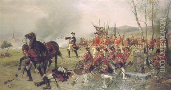 George Ii At The Battle Of Dettingen Oil Painting - Ernest Crofts