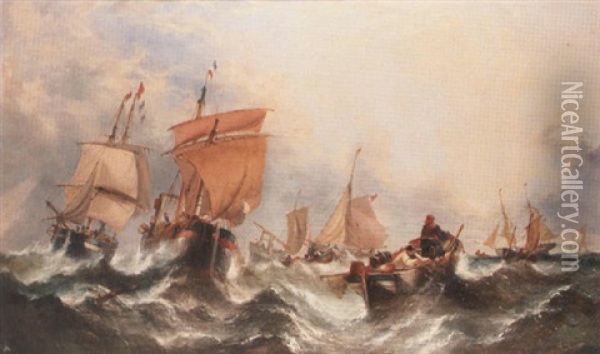 Harvesting The Catch Oil Painting - William Callcott Knell