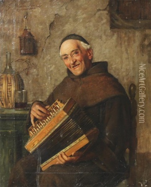 Monk With An Accordion Oil Painting - Giovanni Sandrucci