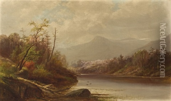 River Landscape In Autumn Oil Painting - Joseph Antonio Hekking