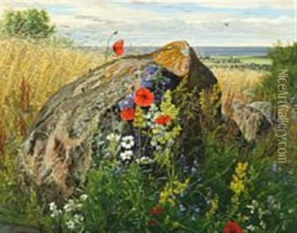 Fritvoksende Markblomster Oil Painting - Carl Frederik Peder Aagaard