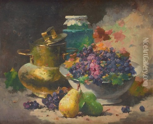 Nature Morte Aux Raisins Et Aux Poires Oil Painting - Emile Godchaux