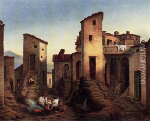 Ansicht Von Civitella In Den Sabiner Bergen Bei Rom Oil Painting - Jacob Jacobson