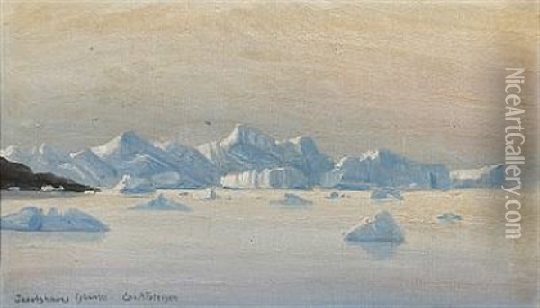 Scene From Jakobshavn In Greenland Oil Painting - Emanuel A. Petersen