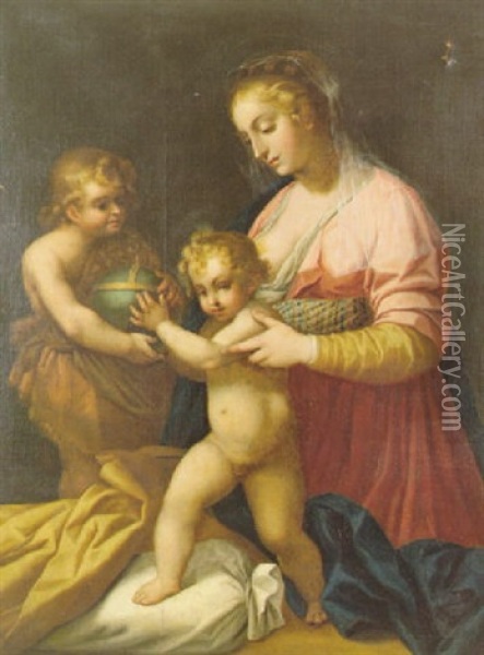 Virgen Con Nino Y San Juanito Oil Painting - Andrea Del Sarto