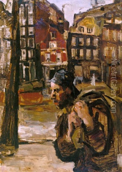 Kolensjouwer Op De Prinsengracht Oil Painting - Isaac Israels