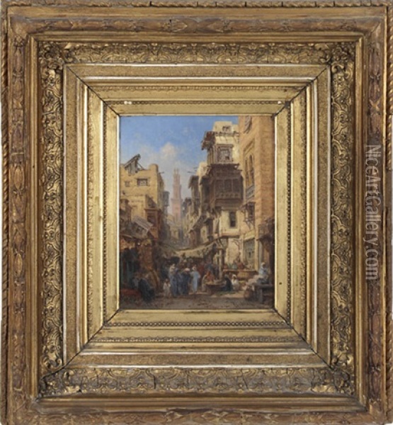 Strasenszene In Kairo Oil Painting - Bernhard H. Fiedler
