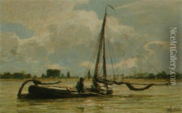Flusspartie Mit Fischern Oil Painting - Hendrik Willebrord Jansen