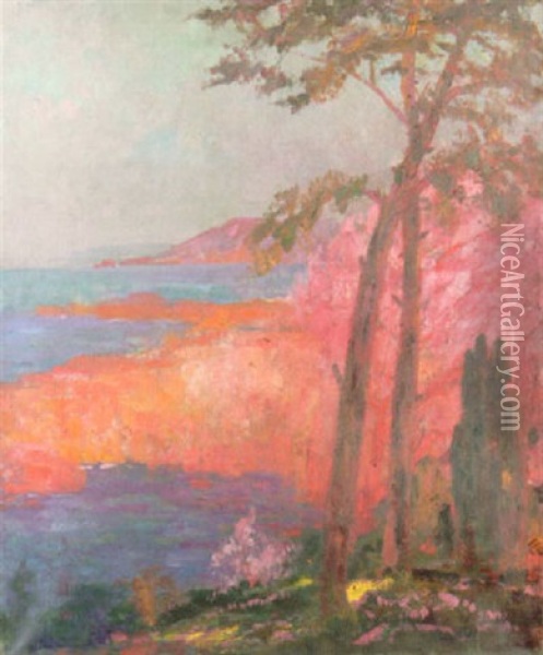 Les Falaises De Corse Oil Painting - Pierre Amedee Marcel-Beronneau