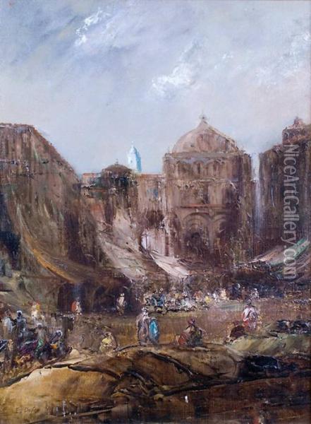 Place Animee En Orient Oil Painting - Jacques-Edouard Dufeu