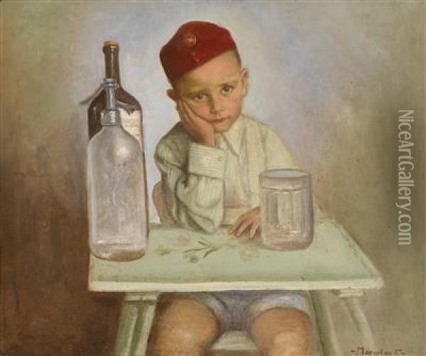 The Hungry Cadet Oil Painting - Tihamer Von Margitay