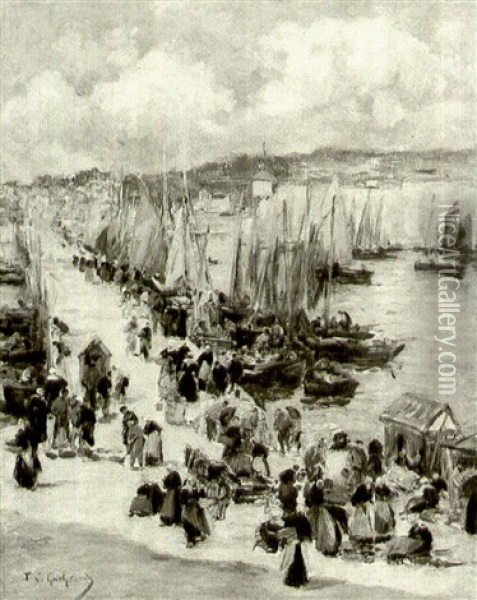 A Breton Fishing Village Oil Painting - Fernand Marie Eugene Legout-Gerard