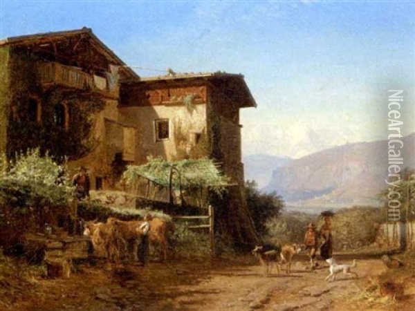 Parti Fra En Italiensk Landsby Oil Painting - Frederik Niels Martin Rohde