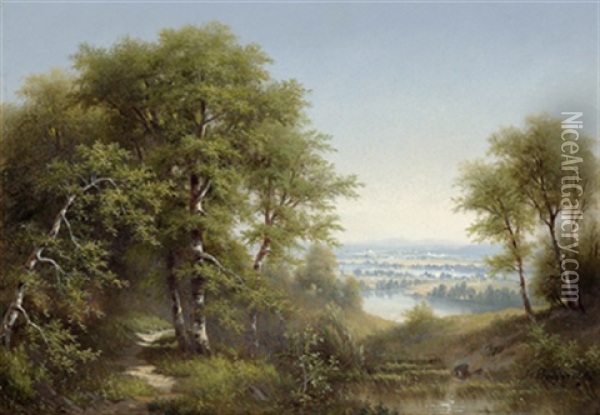 Waldlandschaft Oil Painting - Josef Burgaritzky