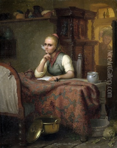 Der Liebesbrief Oil Painting - Johann Georg Meyer von Bremen