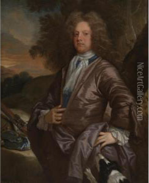 Portrait Of A Gentleman, Said To Be William Paul, Esq. Oil Painting - Johann Closterman