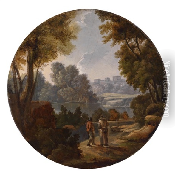 Sudliche Landschaft Mit Einem Kastell Und Wanderern Oil Painting - Jan Frans van Bloemen