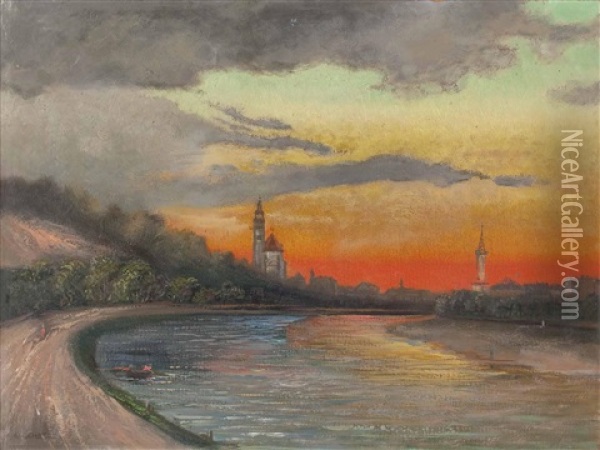 Mullnerkirche An Der Salzach Oil Painting - Eduard Gehbe