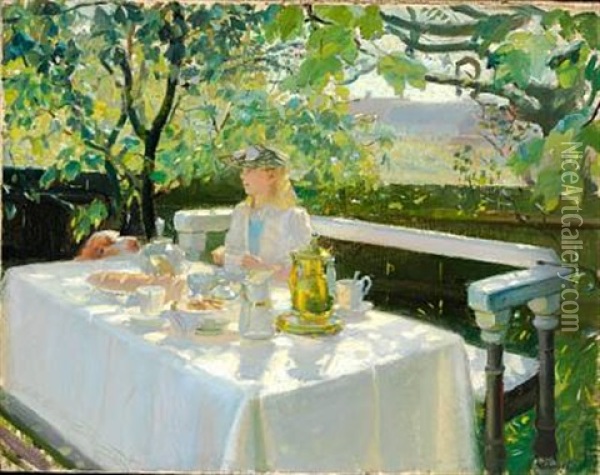 Ved Frokosten (lunchtime) Oil Painting - Anna Kirstine Ancher