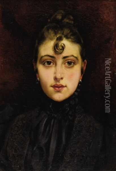 Portrait De Jeune Femme Oil Painting - Francois Martin-Kavel