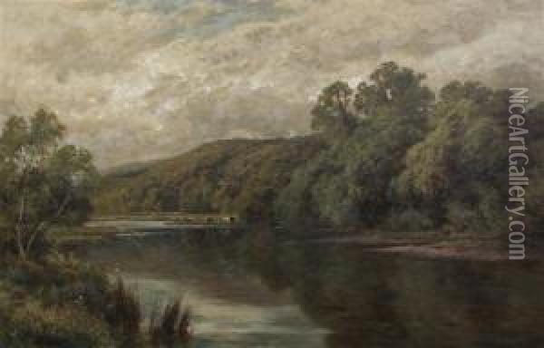 Silent Waters, On The Banks Of The Thames Oil Painting - Henry Hillier Parker