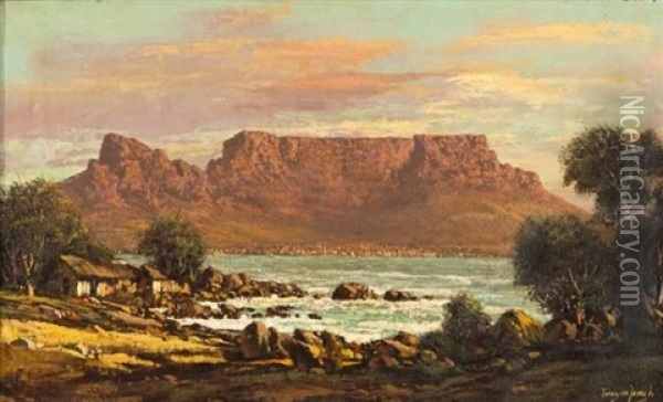 A View Of Table Mountain Oil Painting - Tinus de Jongh