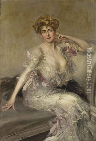 Portrait Of Anna Elisabeth Hansen Oil Painting - Giovanni Boldini