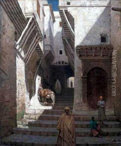 Sunlight And Shadow (a Stairway Passage) Oil Painting - Ernest Wadsworth Longfellow