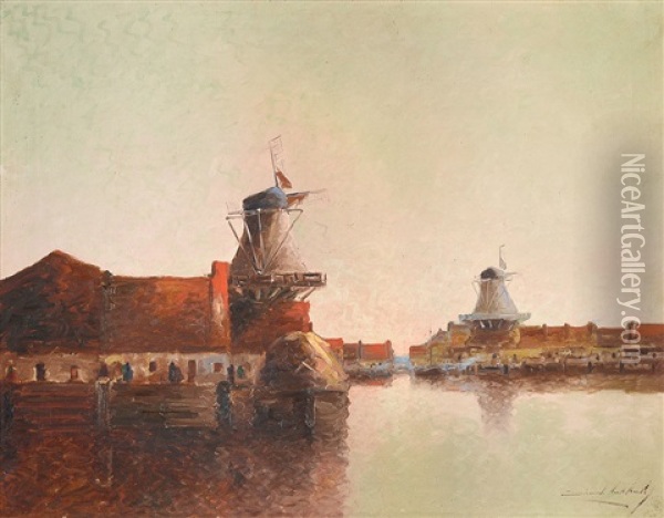 Puerto De Holanda Oil Painting - Stephen Robert Koekkoek