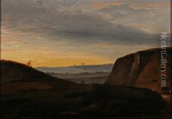 Southern European Mountainscape Oil Painting - Ludwig Heinrich Theodor (Louis) Gurlitt